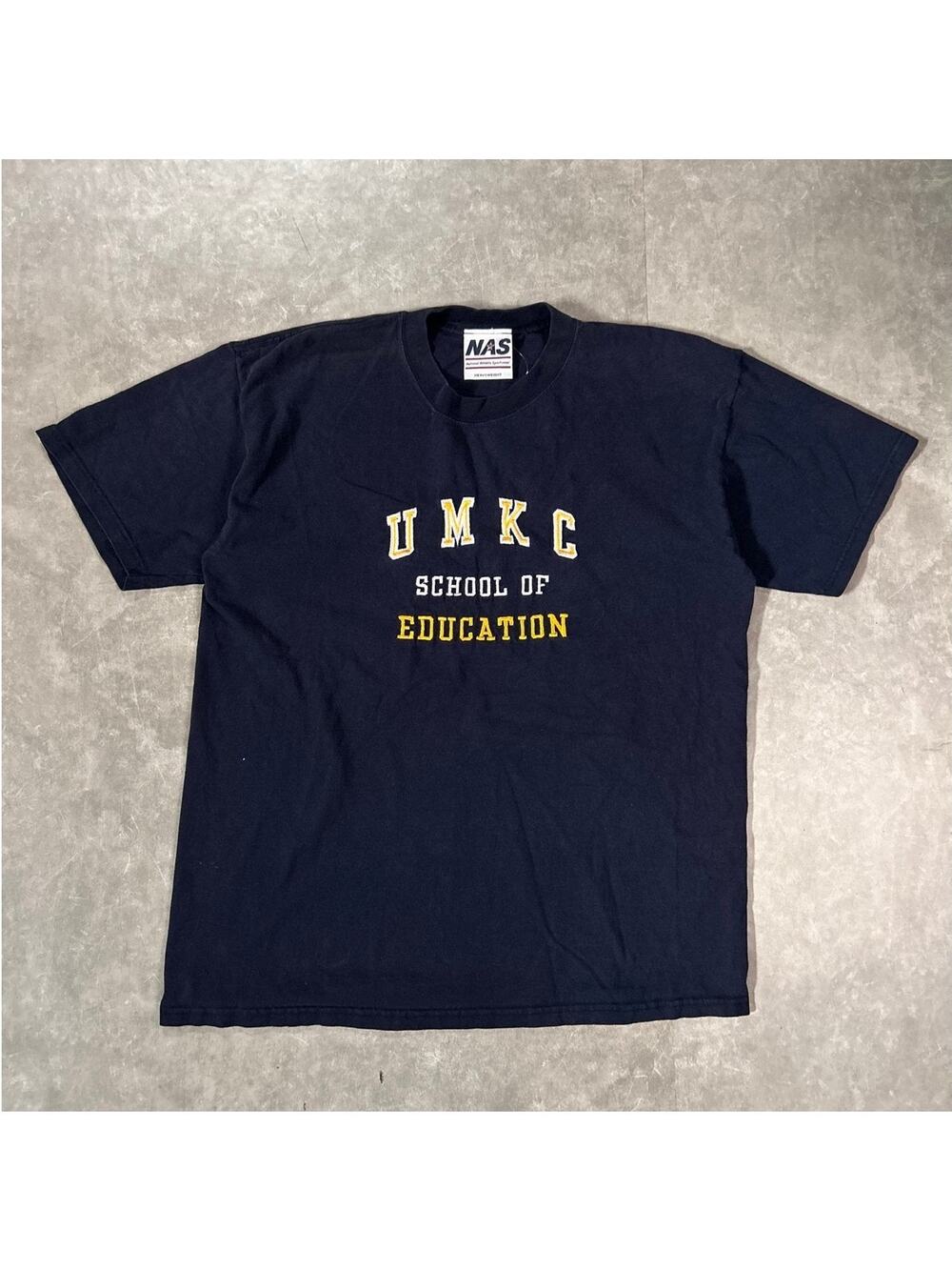 90's Vintage UMKC Education Embroidered Navy T-Shirt -L